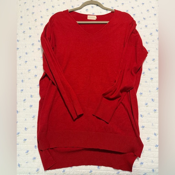Dreamers Sweaters - Women's Dreamers Red Long Sleeve V neck Long Sweater Size S/M soft material